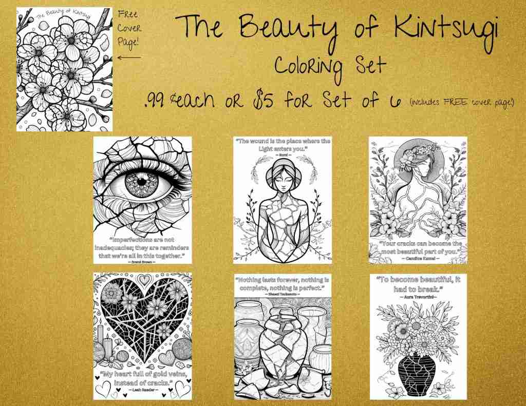 The Beauty of Kintsugi Adult Coloring Set