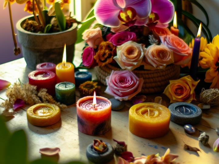 Self-care and self-love concept with flowers and candles representing how important self love is on your healing journey.