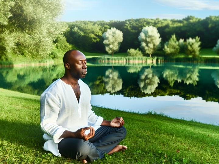 Person practicing mindful reflection by a tranquil lake, demonstrating the role mindfulness has on your healing journey.