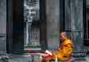 Image of buddhist monk practicing mantra meditation outside temple by theminjukim from Pixabay