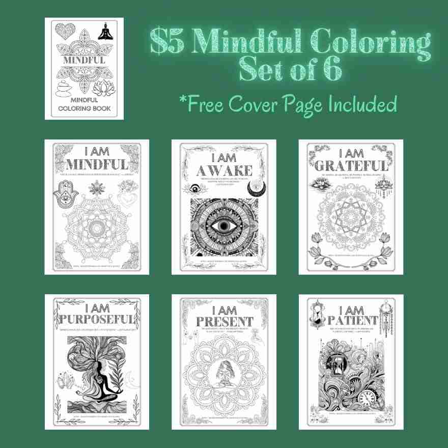 A set of six Mindfulness themed coloring pages that have motivational quotes on them.