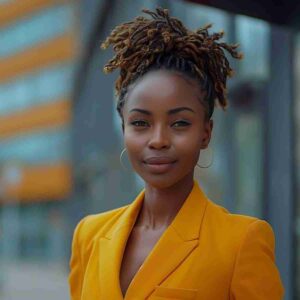 AI-generated image of black businesswoman in yellow blazer. Image by JOBERT DE AQUINO from Pixabay