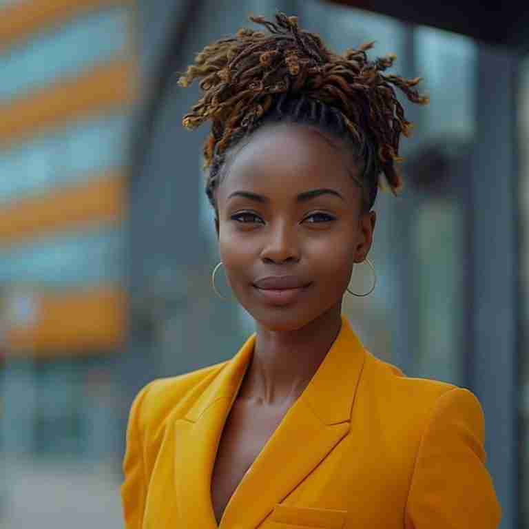 AI-generated image of black businesswoman in yellow blazer. Image by JOBERT DE AQUINO from Pixabay