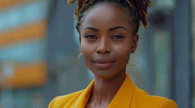 AI-generated image of black businesswoman in yellow blazer. Image by JOBERT DE AQUINO from Pixabay