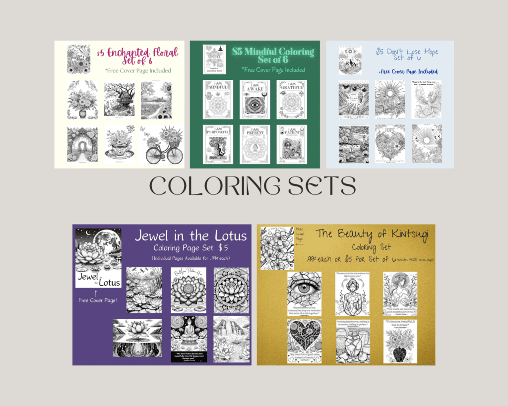 Coloring sets available in our store to aid with mindfulness practices that can help you cope with feelings of I hate my life.