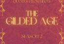 Red and gold decorative brocade fabric with the words "Quotes from HBO's The Gilded Age Season 2"