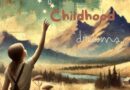 An AI generated image of a young girl reaching for the stars in a Montana-like landscape with mountains, capturing the essence of following childhood dreams in a realistic artistic style.