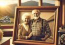 An AI generated image with a warm, happy, and welcoming grandma and grandpa standing in front of their farm.