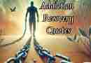 An AI generated image of an artistic representation of a figure breaking free from addiction. The chains are shattered, yet part remains attached to the ground as the figure walks toward a glowing horizon. This evokes themes of recovery, resilience, and hope, symbolizing the journey to freedom found in these addiction recovery quotes.