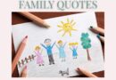 A photo of a child's drawing of their family and the words "family quotes" above it.