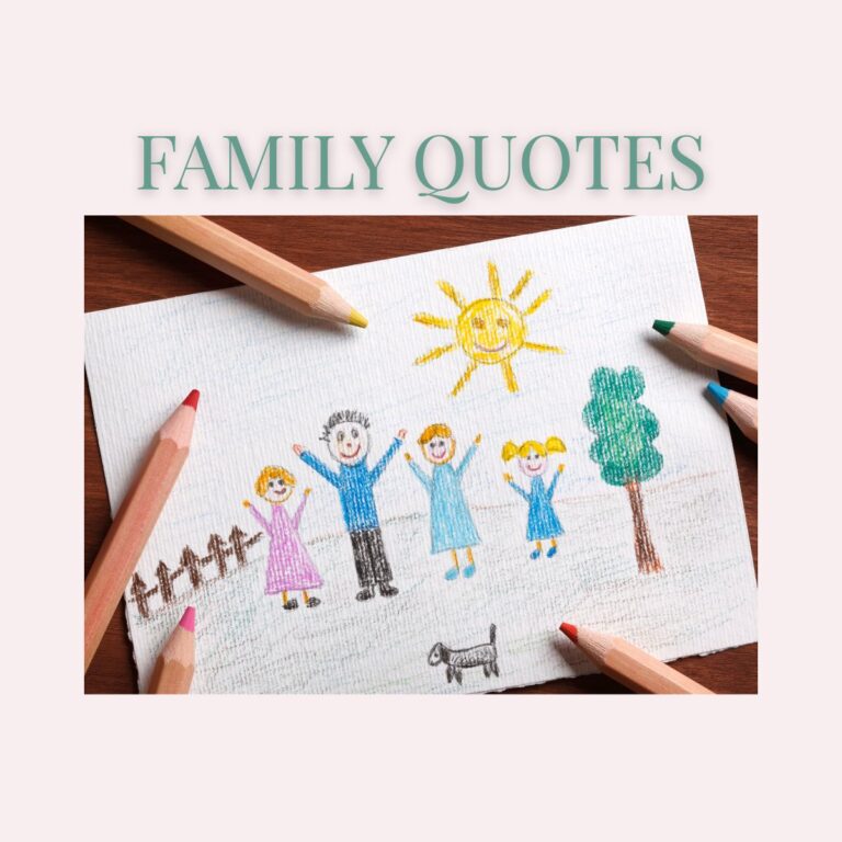 Family Quotes Featured Image | Resilient Stories A photo of a child's drawing of their family and the words "family quotes" above it.