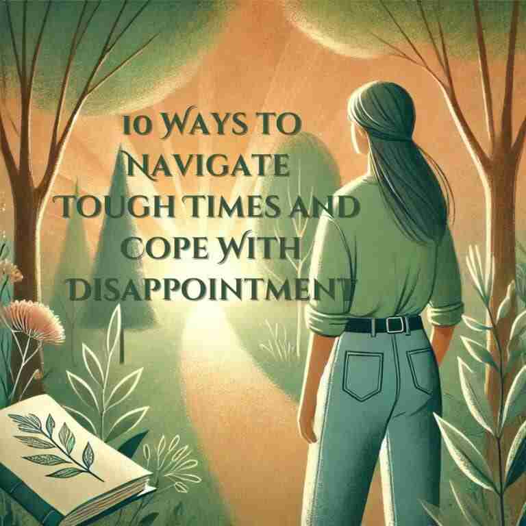 AI generated image of Illustration of a woman standing on a path in a peaceful forest, looking towards a soft, glowing light symbolizing hope and resilience through tough times.