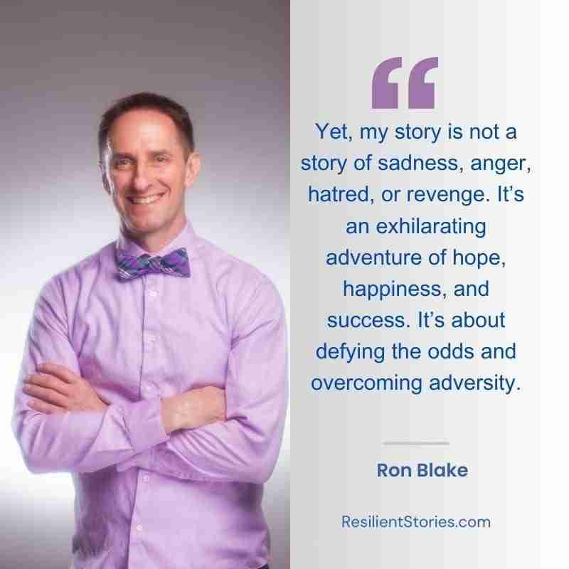 An image of Ron with a quote from the story on the right side.