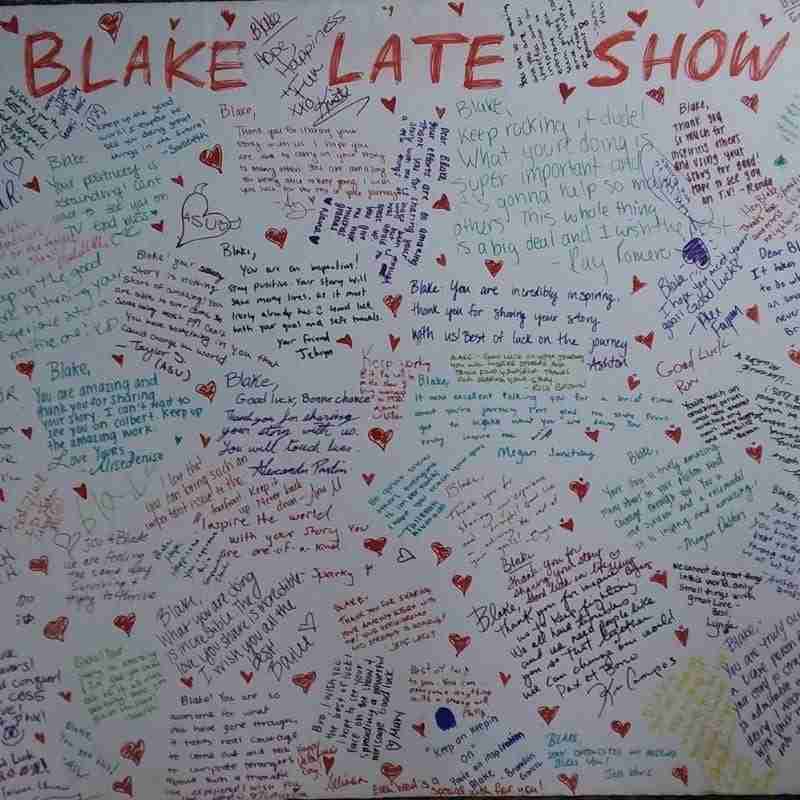 A photo of one of Ron's boards filled with signatures.