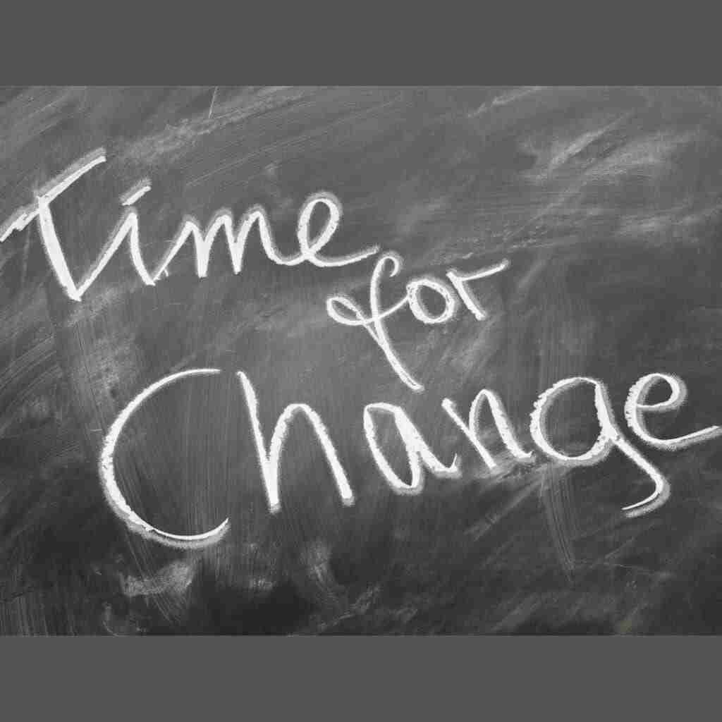 celebrate achievments (1) - Resilient Stories Picture of a blackboard with chalk writing "time for change" aligning with the new year new me mindset.