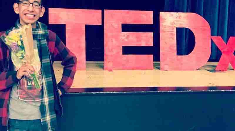 A photo of the author, Alan Cruz, participating in a TEDx Talk for youths about what it is like living with Marfan's Syndrome.