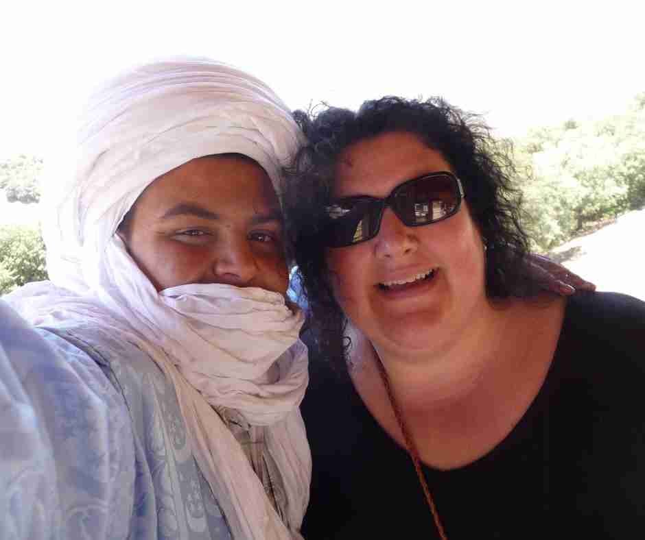 Photo of Dr. Constance Scharff in Morocco with unidentified gentleman.