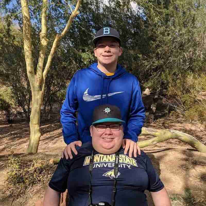 An image of Mitch and his brother on a family vacation.