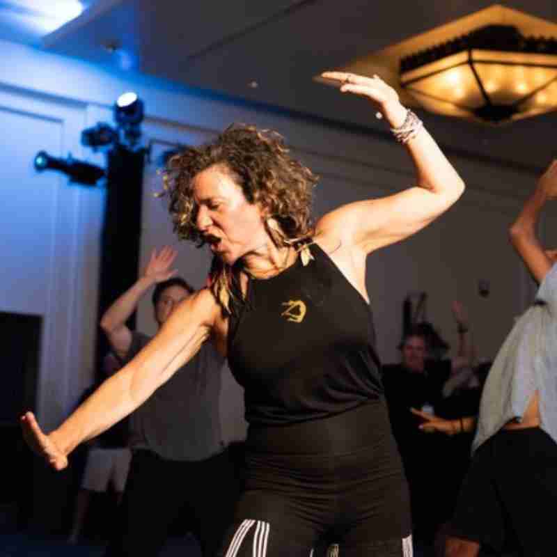 Another photo of the author during a movement centric class.