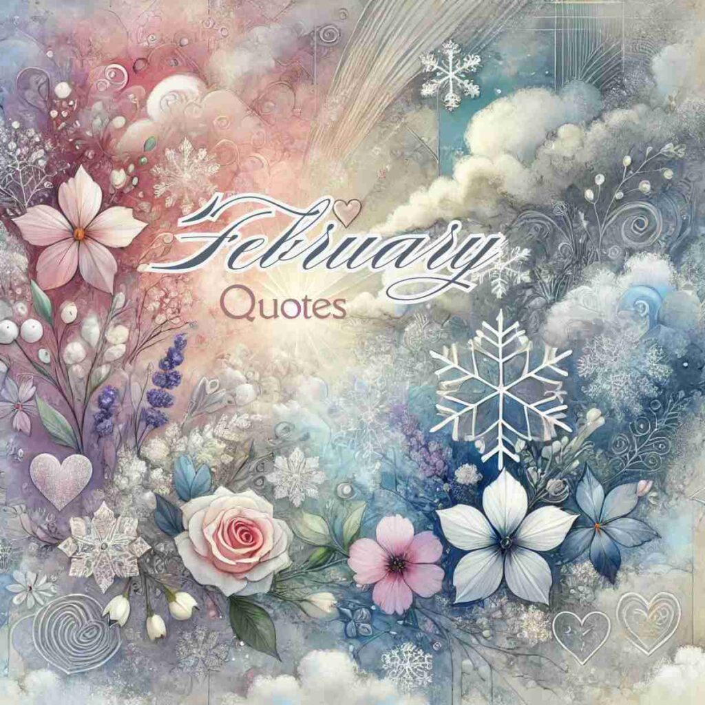 An AI-generated artistic depiction of February's essence, featuring a blend of soft pastel tones, delicate snowflakes, blooming flowers, and hearts. This visually striking image symbolizes the themes of love, resilience, and new beginnings associated with February.