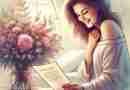 An AI generated image of a woman waking up to flowers and a note, which could contain some of these love quotes for her!