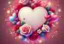 AI-generated image of a pink heart surrounded by glowing roses, hearts, and other flowers to illustrate the beauty of love on Valentine's Day