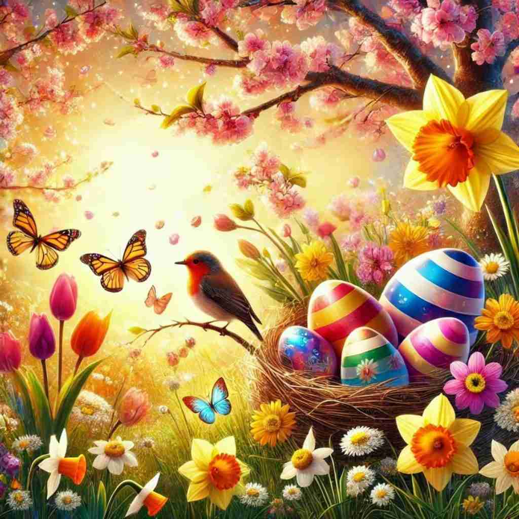 3 - Resilient Stories AI-generated artistic depiction of the most iconic symbols of springtime, capturing their essence in a harmonious and uplifting scene.
