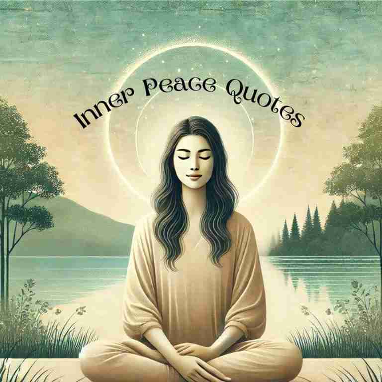 An AI generated image of a woman sitting in the easy seat pose, with a serene lake behind her. The image conveys inner peace through meditation.