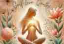 An AI generated image of a serene setting with a woman meditating in a peaceful natural setting, evoking the themes of mindfulness, inner peace, and self-compassion.