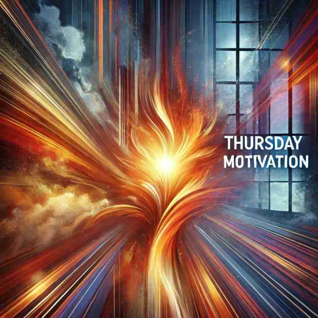 Ai-generated image of abstract flame radiating light and energy for Thursday motivation