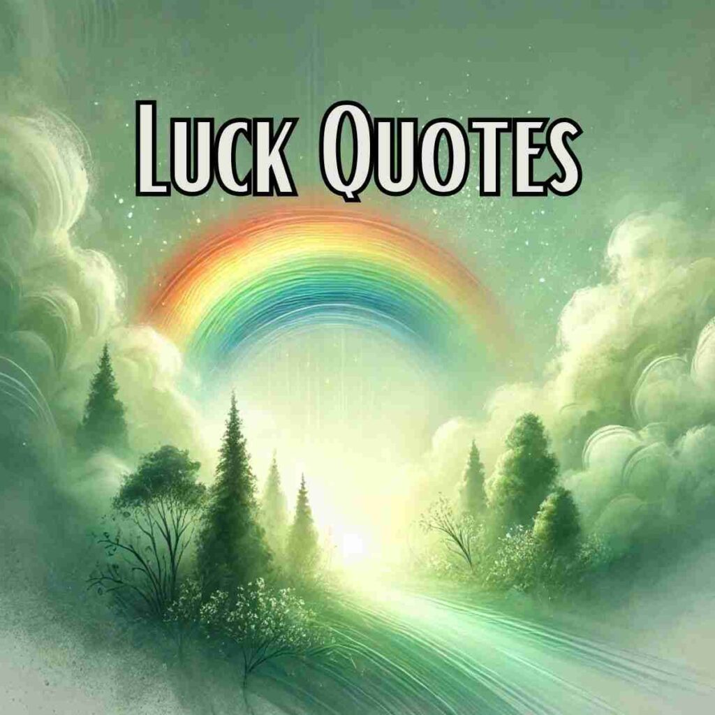 An AI generated image of a vibrant rainbow emerging from a misty landscape, with a dreamy and ethereal quality aligning with the mysterious force of luck alluded to in these luck quotes.