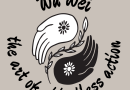 A yin yang made of hands and separated by a vine with the words wu wei the art of effortless action surrounding it.