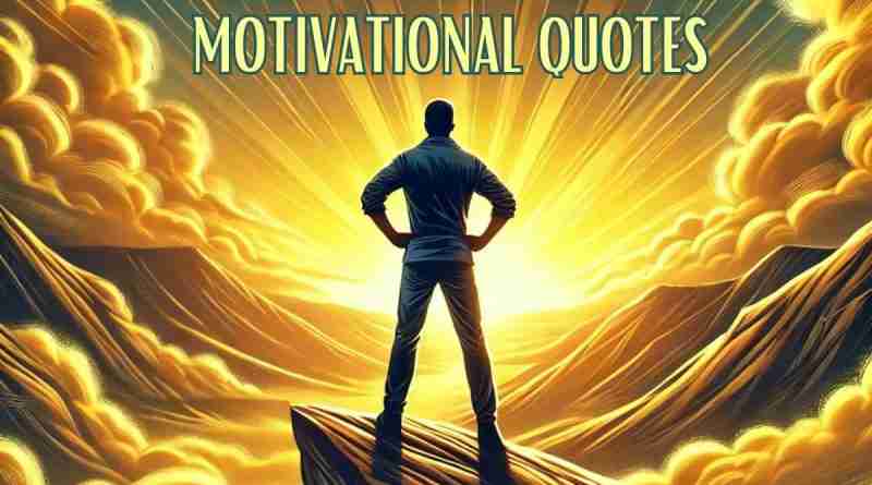 AI-generated image of man standing on high cliff feeling victorious with words saying "Thursday motivational quotes"