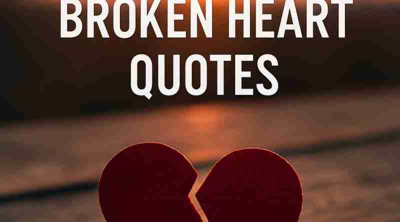 AI-generated image of a heart broken in two in front of a setting sun with the words "broken heart quotes"