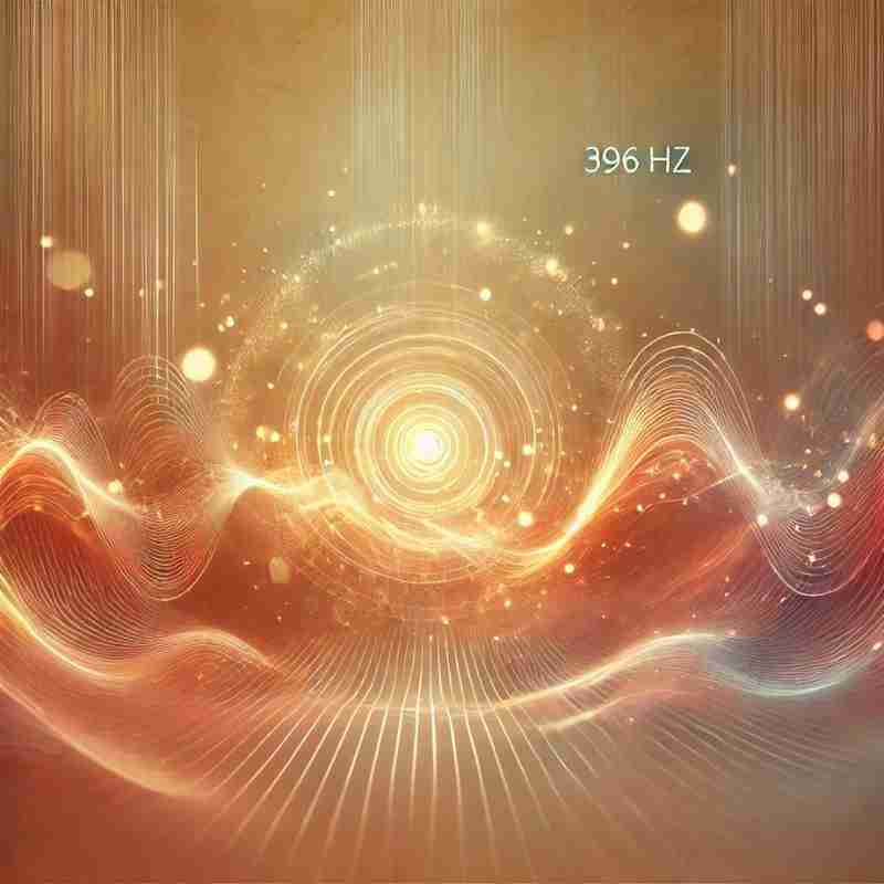 AI-generated image of artistic representation of sound waves and vibrational energy, symbolizing the healing power of 396 Hz