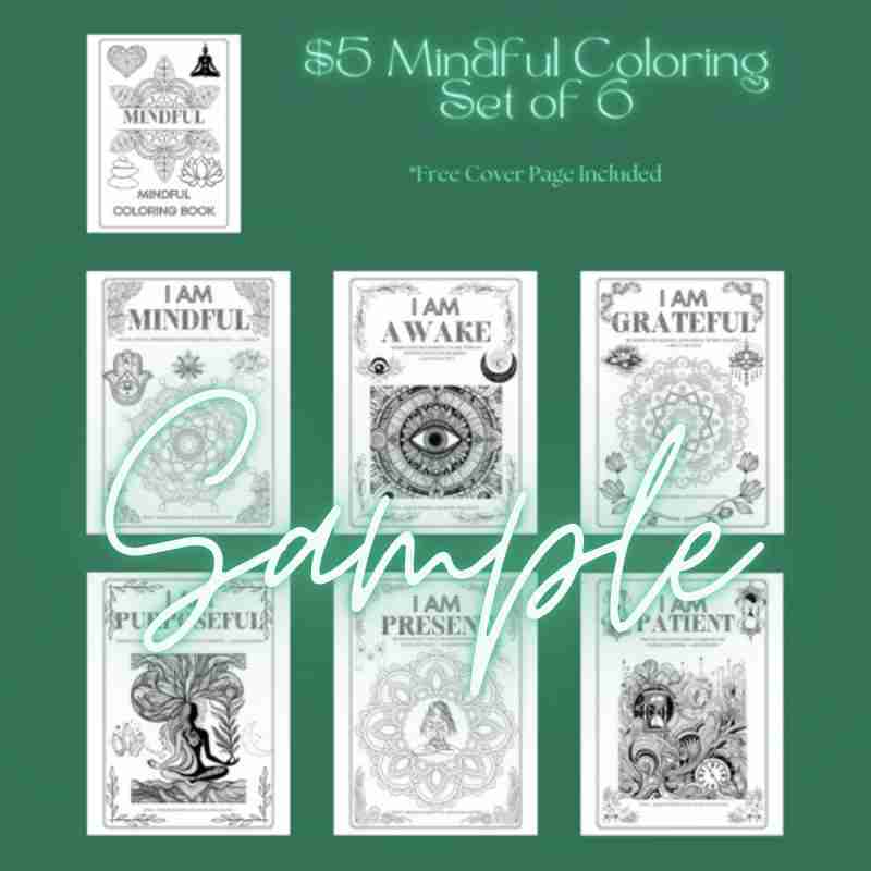 A photo of our mindfulness coloring set available on our Gumroad store.