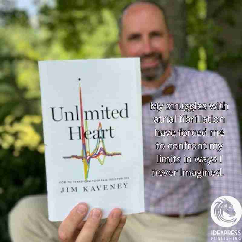 A photo of Jim and his book with a quote from this article about bouncing back on it.