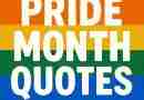 AI-generated image of a rainbow flag background and the text "Pride Month Quotes"