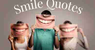 A man holds up a photo of giant smile over his face. There are two women in the background of the picture doing the same thing. The words smile quotes are curved around them.