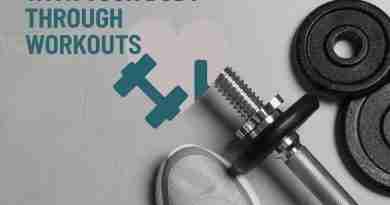 Healing After Trauma: Reconnecting With Your Body Through Workouts on a grey background with workout shoes and and weights in the lower corner.