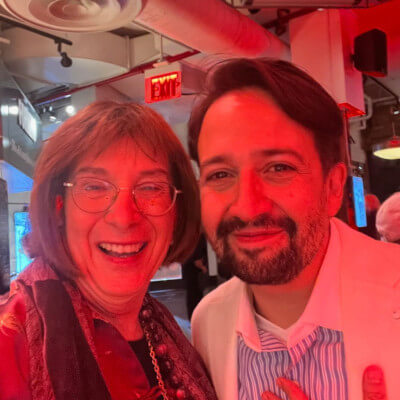Bernie-Transgender-Woman 1 - Resilient Stories A photo of the author, a transgender woman with Lin-Manuel Miranda.