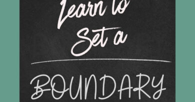 Learn to set a boundary is written on a chalkboard.