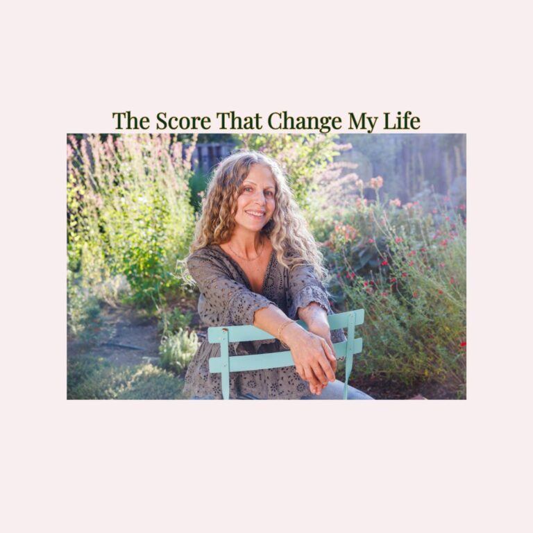 A photo of Dina in her garden and the words "The Score That Changed My Life."