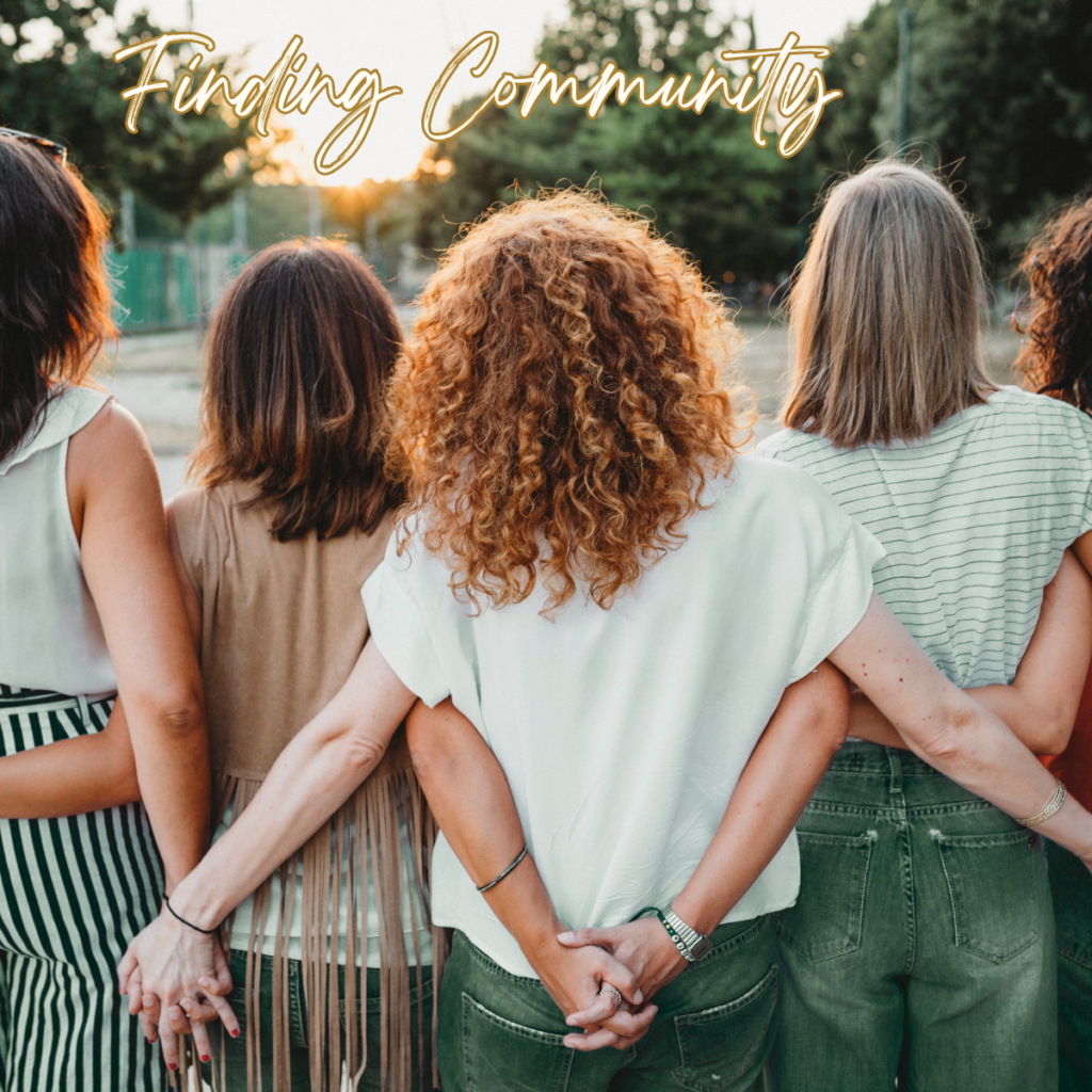 A group of women link hands behind their back. It symbolizes Clementine's lifelong mission of understanding what finding community means.