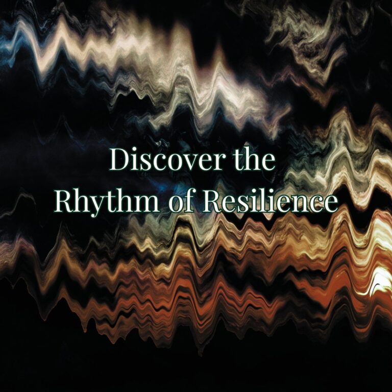 Discovering the Rhythm of Resilience 1 Sound waves and rhythm waves with the words "Discover the Rhythm of Resilience".
